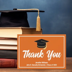 Orange White Graduation Personalised 2025 Graduate Thank You Card