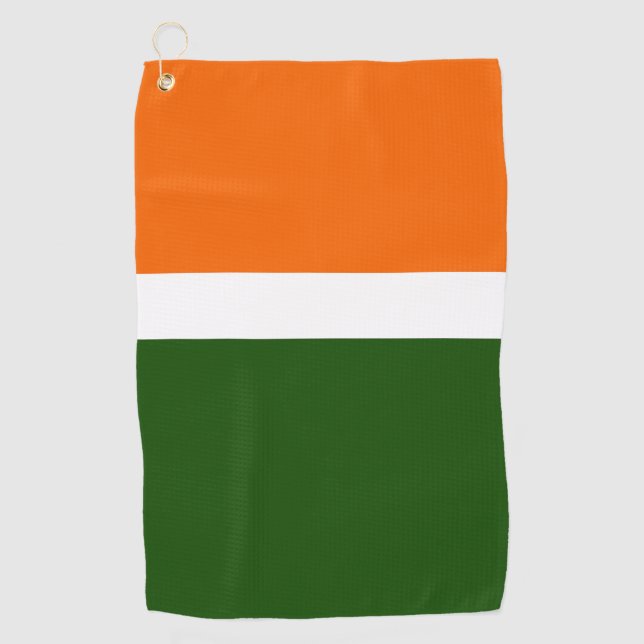 Orange White Green Plain Colour Block Design  Golf Towel (Front)