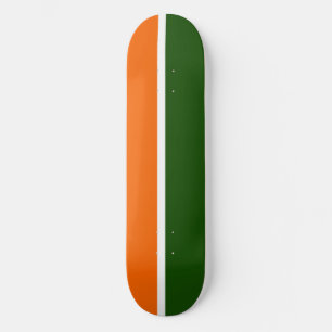 Orange White Green Plain Colour Block Design  Skateboard