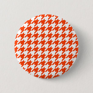Orange White Houndstooth Check 6 Cm Round Badge