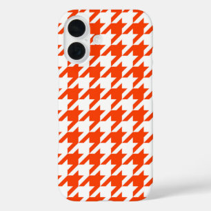 Orange White Houndstooth Check iPhone 16 Case