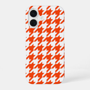 Orange White Houndstooth Check iPhone 16 Case