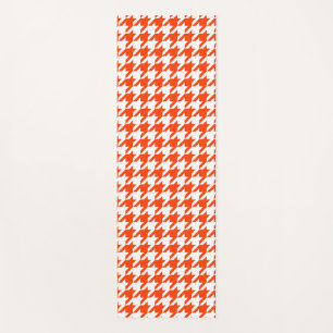 Orange White Houndstooth Check Yoga Mat