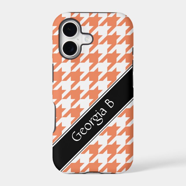 Orange & White Houndstooth custom iPhone 5 Case (Back)