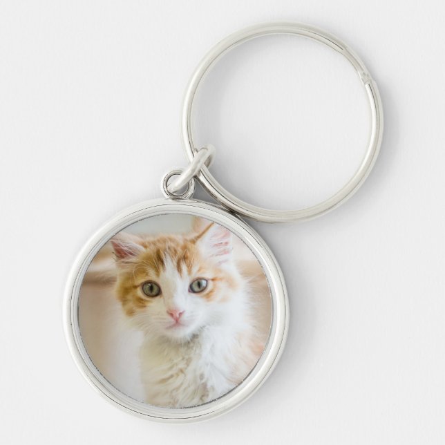 Orange & White Kitten Key Ring (Front)