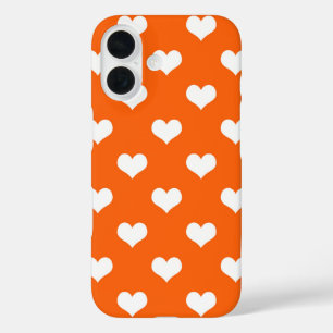 Orange White Love Heart Pattern Design iPhone 16 Case