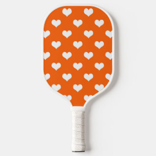 Orange White Love Heart Pattern Design Pickleball Paddle