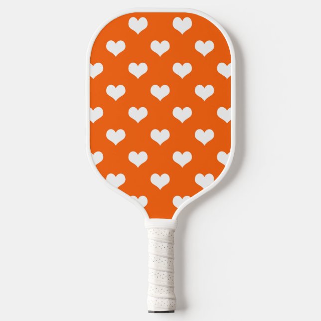 Orange White Love Heart Pattern Design  Pickleball Paddle (Front)