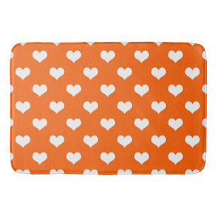 Orange White Lovely Hearts Design  Bath Mat