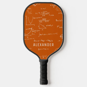 Orange White Mathematics Formulas Personalised  Pickleball Paddle