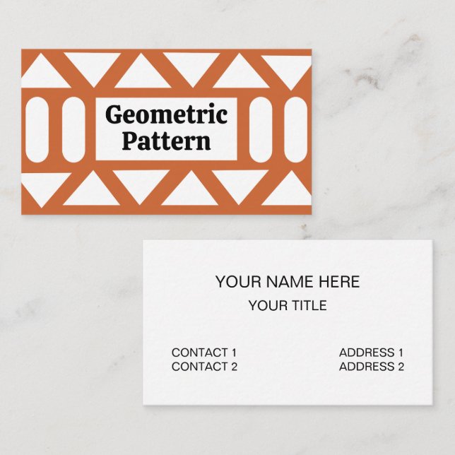 Orange White Modern Geometric Business Card (Front/Back)