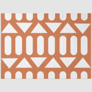 Orange White Modern Geometric Tissue Paper