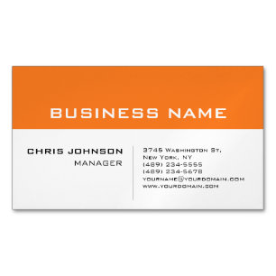 Orange White Modern Minimalist Magnetic Business Card