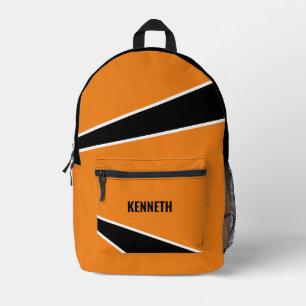 Orange White Modern Minimalist Style Printed Backpack