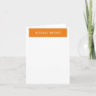 Orange White Modern Plain Simple Minimalist Note Card