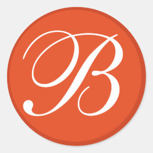 Orange & White Monogrammed Wedding Envelope Seals