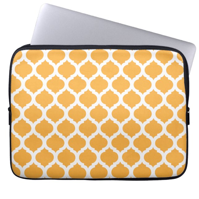 Orange & White Moroccan Laptop Sleeve (Front)