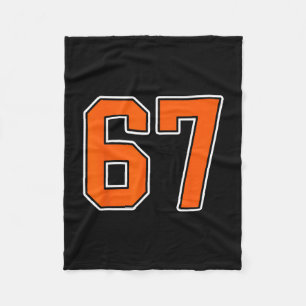Orange White Number 67 Jersey Player Uniform #67 Fleece Blanket