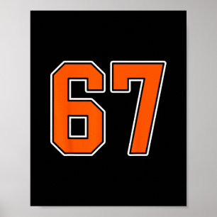 Orange White Number 67 Jersey Player Uniform #67 Poster