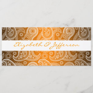 Orange & White Paisley Lace Wedding Invitation