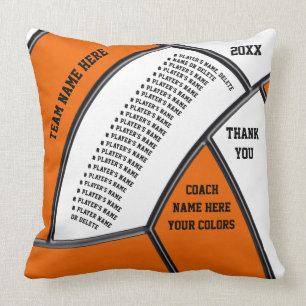 Orange, White Personalised Volleyball Coach Gifts Cushion