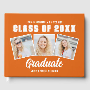Orange White Photo Class of 2025 Graduation Guest Book