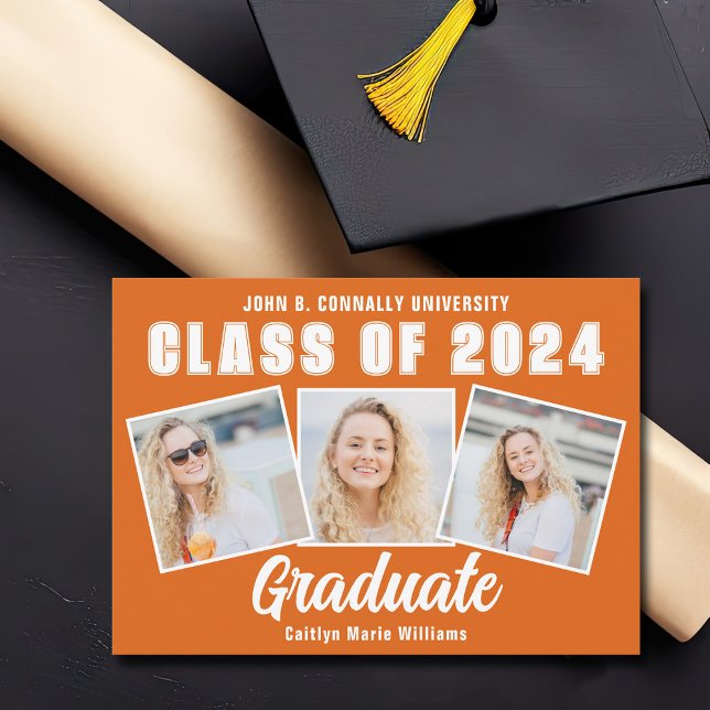 Orange White Photo Collage Class of 2025 Graduate Announcement (Creator Uploaded)