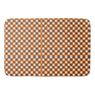  Orange White Plaid Gingham  Bath Mat