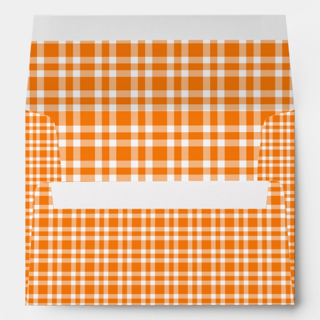 Orange White Plaid Pattern Envelope (Back (Bottom))