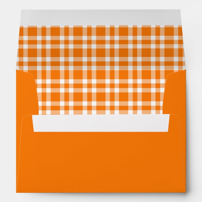 Orange White Plaid Pattern Envelope (Back (Bottom))
