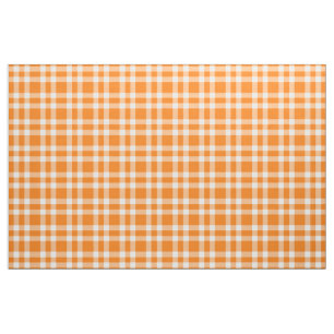 Orange White Plaid Pattern Fabric