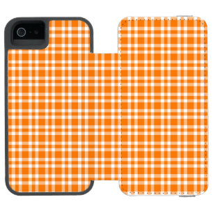 Orange White Plaid Pattern Incipio Watson™ iPhone 5 Wallet Case