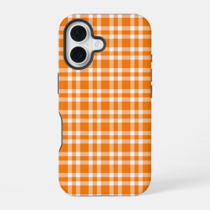 Orange White Plaid Pattern iPhone 16 Case