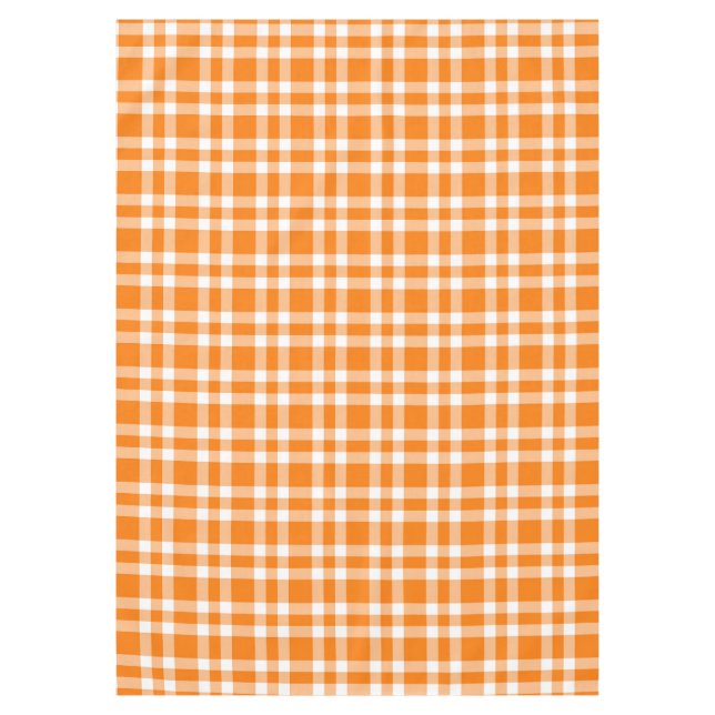 Orange White Plaid Pattern Tablecloth (Front)