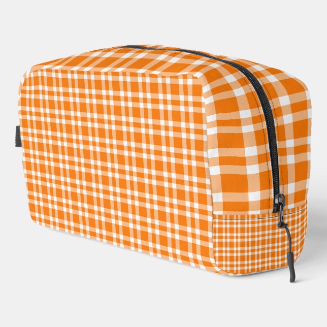 Orange White Plaid Pattern Toiletry Bag (Right Corner)
