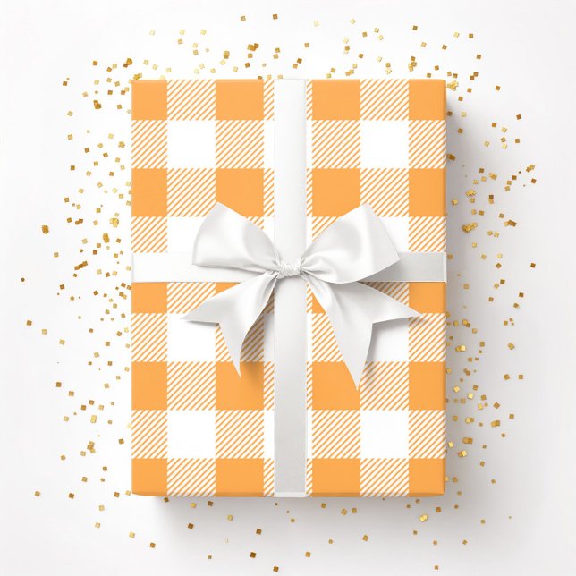 Orange White Plaid Pattern Wrapping Paper (Orange White Plaid Pattern Wrapping Paper)