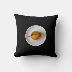 Orange White Plate Cool Fun Cheerful Cushion