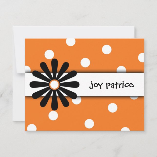 Orange & White Polka Dot Note Card (Front)