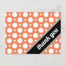 Orange & White Polka Dot Thank You Postcards