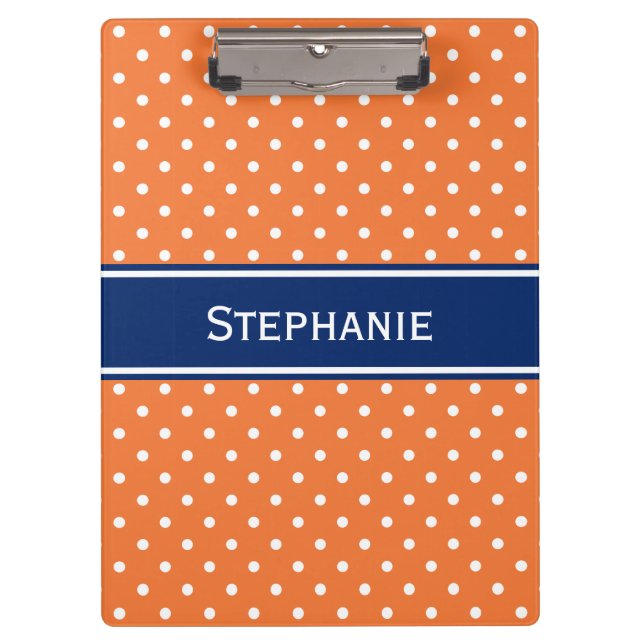 Orange, White Polka Dot with Royal Blue Clipboard (Front)