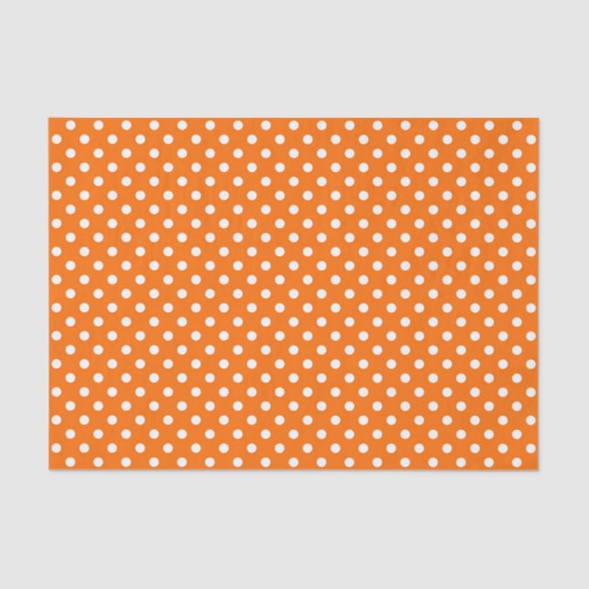 Orange White Polka Dots Design Tissue Paper (Front)