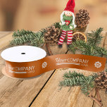 Orange White Promotional Logo Snowflake Christmas Grosgrain Ribbon<br><div class="desc">Orange and white promotional holiday ribbon is a finishing touch to your company Christmas gifts. Perfect for clients,  customers,  and employees. Easily upload your white company logo over orange,  and adjust as desired. The background colour can be changed to any colour.</div>