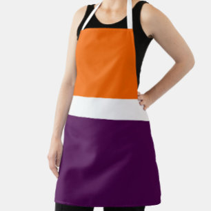 Orange White Purple Plain Colour Block Design  Apron