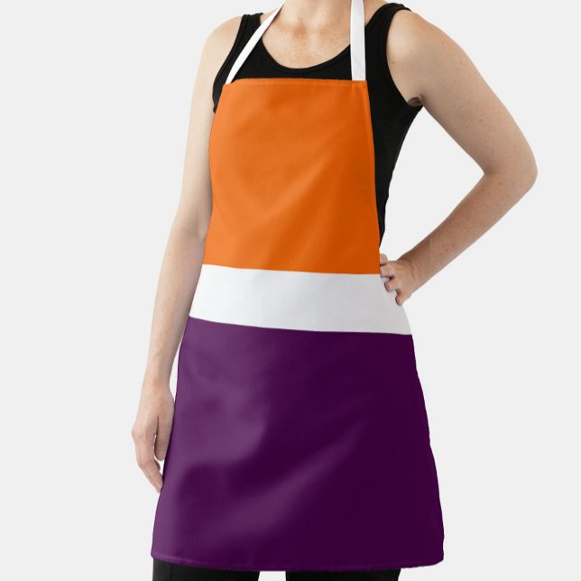 Orange White Purple Plain Colour Block Design  Apron (Creator Uploaded)
