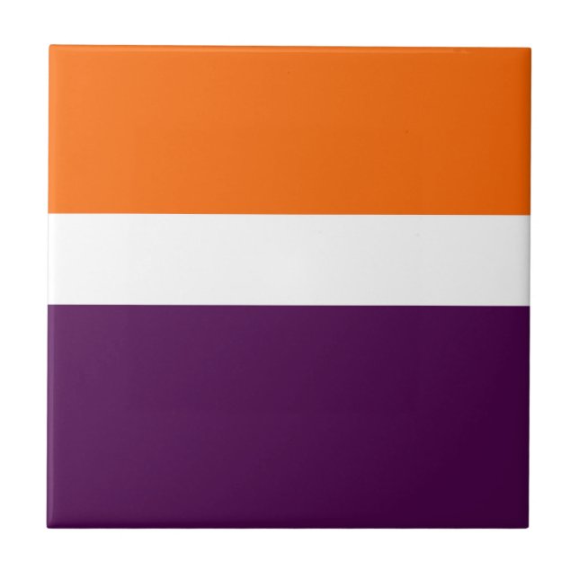 Orange White Purple Plain Colour Block Design  Ceramic Tile (Front)