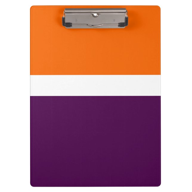 Orange White Purple Plain Colour Block Design  Clipboard (Front)