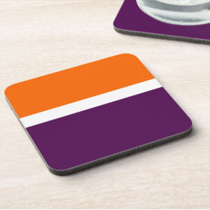 Orange White Purple Plain Colour Block Design  Coaster