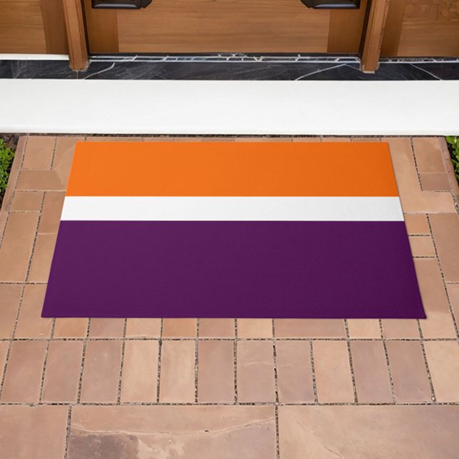 Orange White Purple Plain Colour Block Design  Doormat (Creator Uploaded)