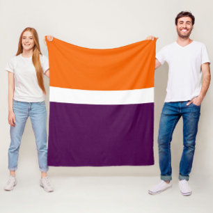 Orange White Purple Plain Colour Block Design Fleece Blanket