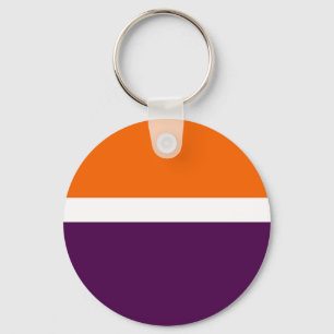 Orange White Purple Plain Colour Block Design Key Ring